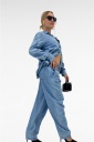 pantalone modello balloon effetto chambray fluid